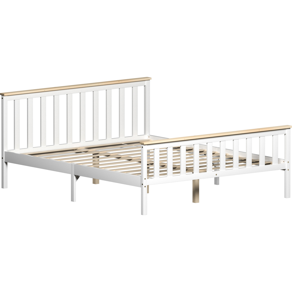 Vida Designs Milan King Size White and Pine High Foot Wooden Bed Frame Image 2