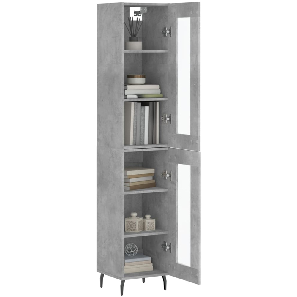 vidaXL 2 Glass Door Concrete Grey Highboard Image 3