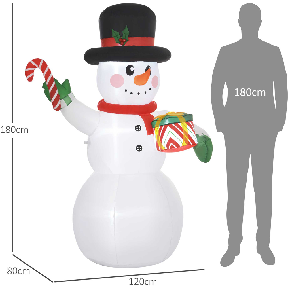 Everglow LED Inflatable Snowman with Candy Cane and Gift Box Christmas Decoration 6ft Image 8