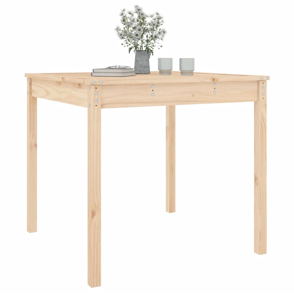 vidaXL 2 Seater Solid Pine Wood Garden Dining Table Natural Image 3