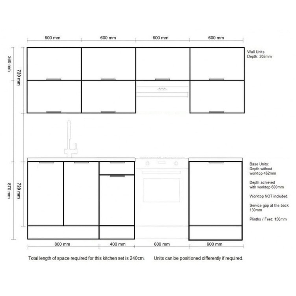 Impact Furniture Star Light Grey Gloss Kitchen Cabinet Set of 10 Image 9