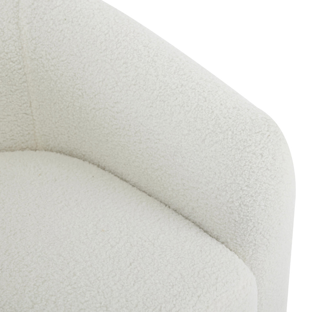 Living and Home Beige Sherpa Fleece Ribbed Curved Barrel Swivel Armchair Image 5