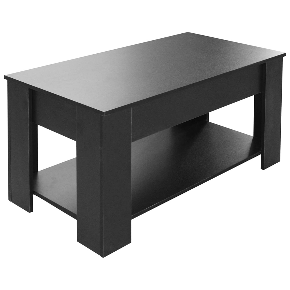 Comfy Living Single Shelf Black High Gloss Lift Top Coffee Table Image 2