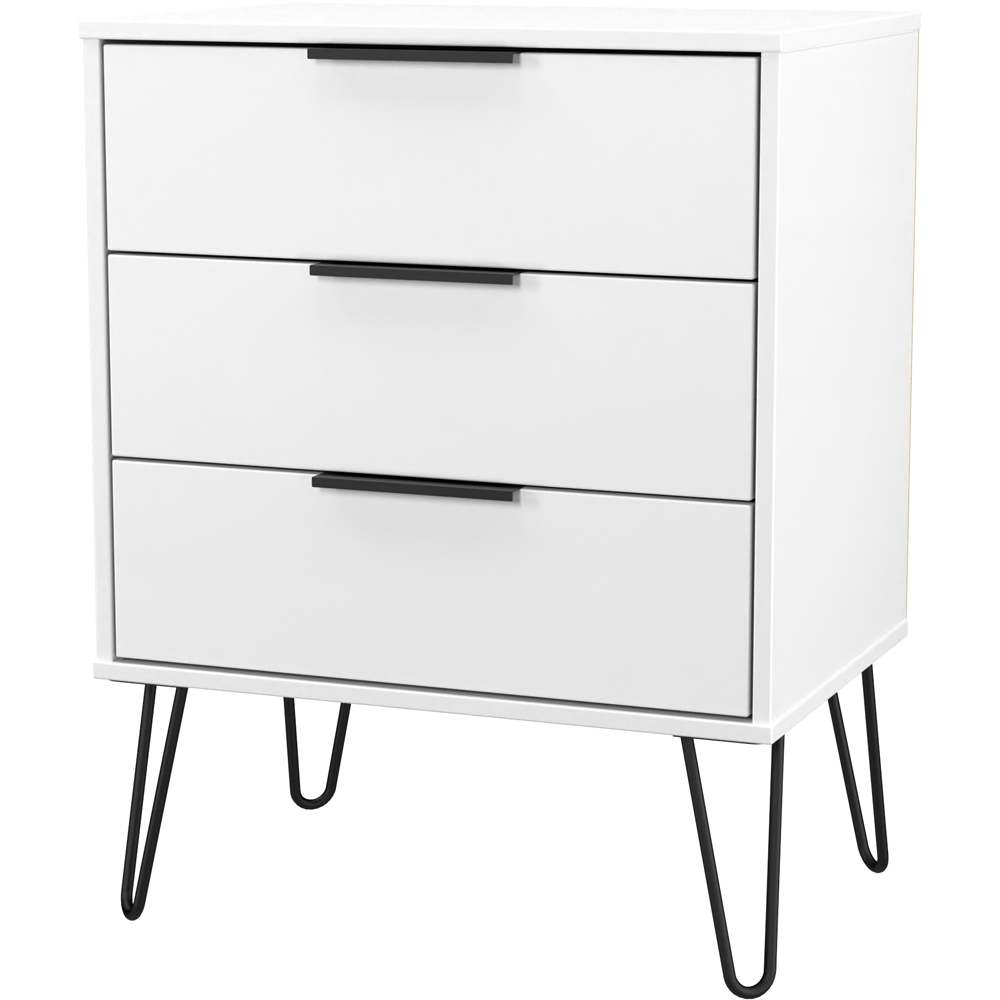Crowndale Hong Kong 3 Drawer Matt White Midi Chest of Drawers Ready Assembled Image 2