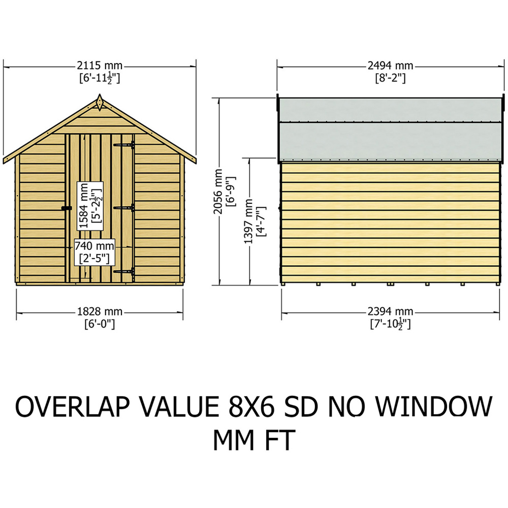 Shire 8 x 6ft Overlap Apex Garden Shed Image 9