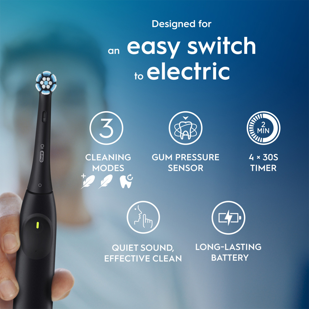 Oral-B iO2 Series Night Black Rechargeable Electric Toothbrush with Travel Case Image 6