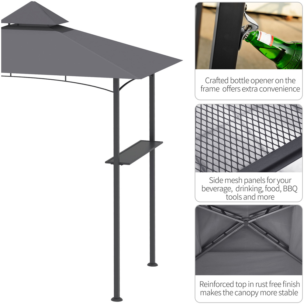 Outsunny 2.5 x 1.4m 2 Tier Grey BBQ Grill Gazebo Canopy Image 5