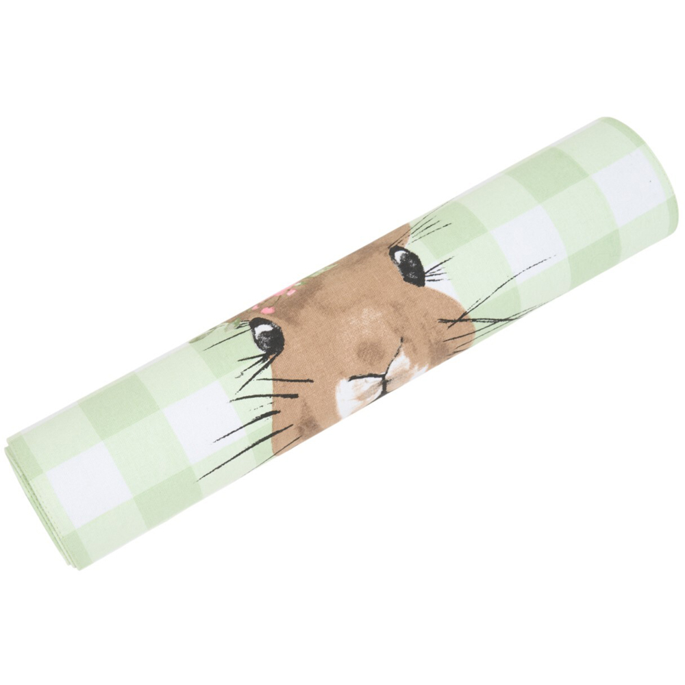 Gingham Bunny Table Runner Green Image 3
