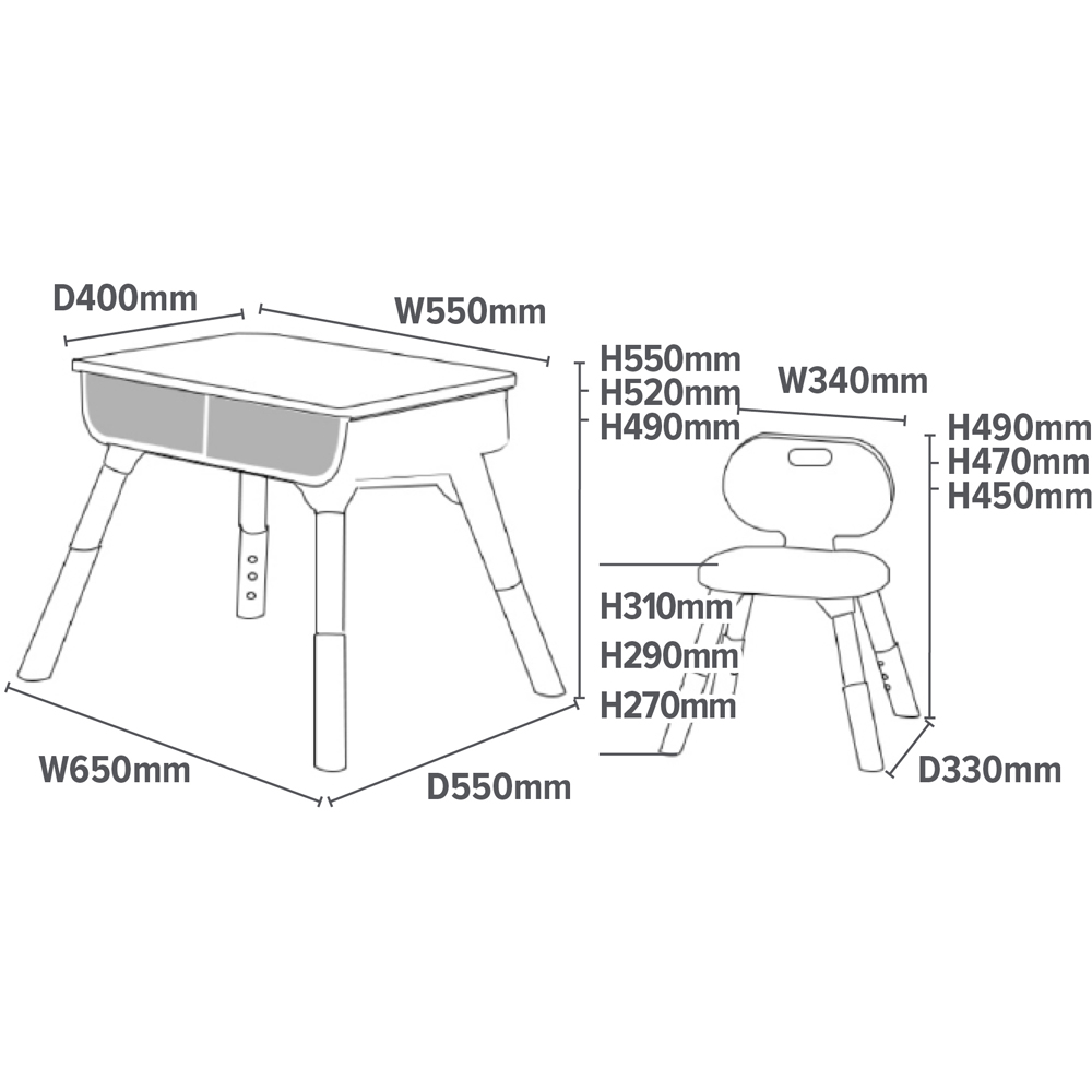 Liberty House Toys White and Green Kids Scandi Height Adjustable Table and Chair Set Image 9