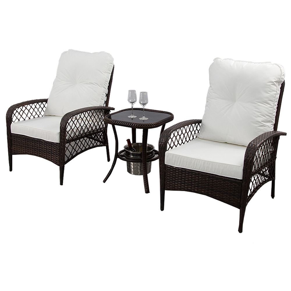 Furniture One 2 Seater Armchair Garden Bistro Set with Ice Bucket Image 3