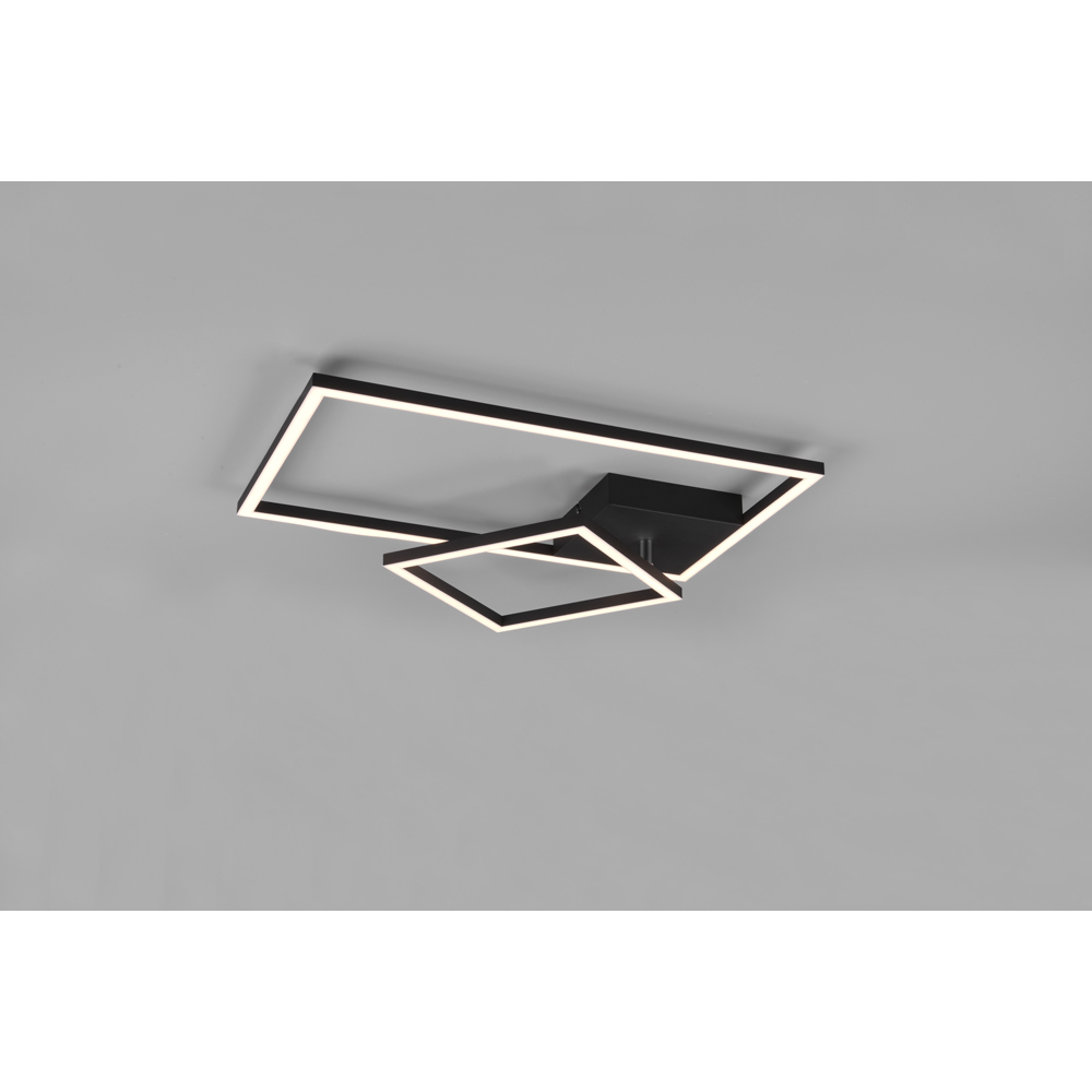 TRIO Padella Matt Black Rectangular LED Ceiling Light Image 3