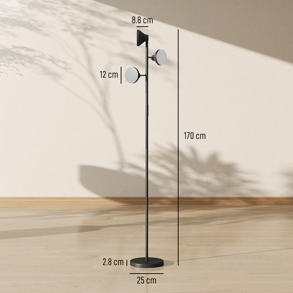 Portland 3 Rotatable Head RGB LED Black Floor Lamp Image 9
