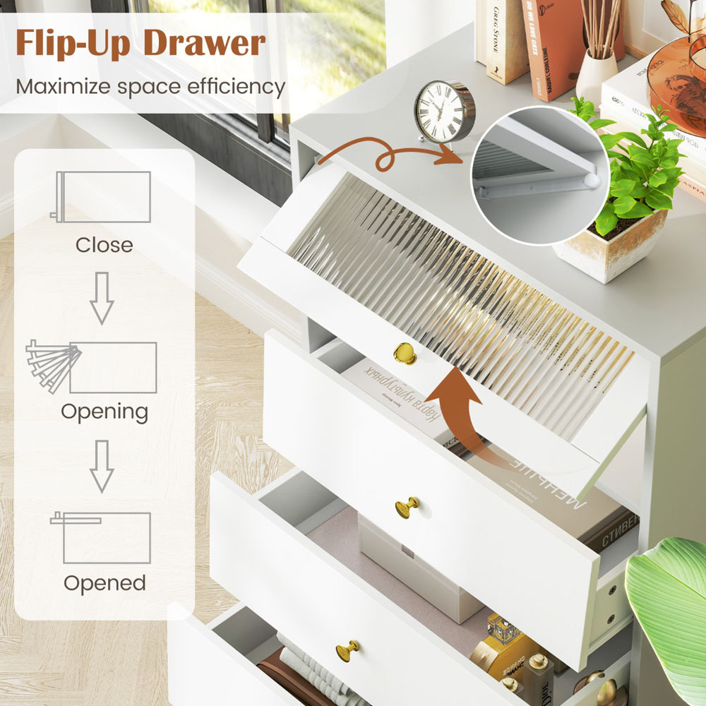 Costway 3 Drawer Single Door 3/4 Drawer Dresser Cabinet Image 4