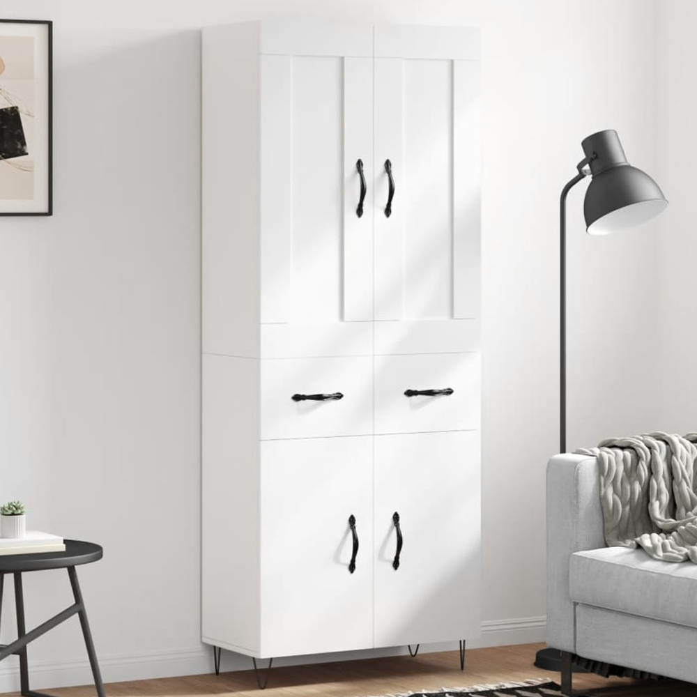 vidaXL 4 Door 2 Drawer 7 Shelf White Highboard Image 1