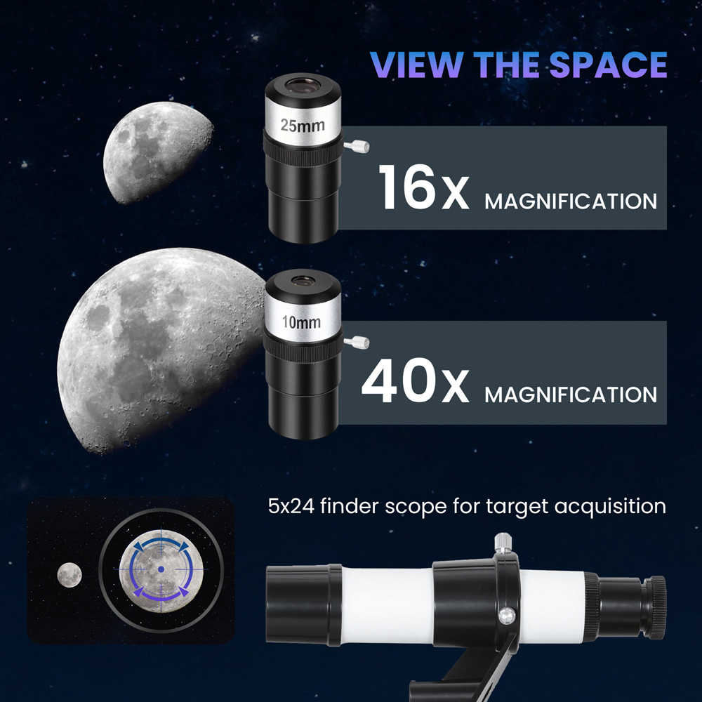 Outsunny White 70mm Aperture Refractor Astronomy Telescope with Carry Bag Image 7