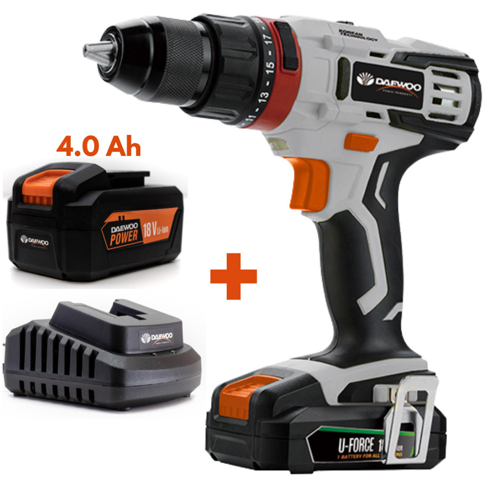 Daewoo U-Force 18V 4Ah Lithium-Ion Impact Drill with Battery Charger Image 5