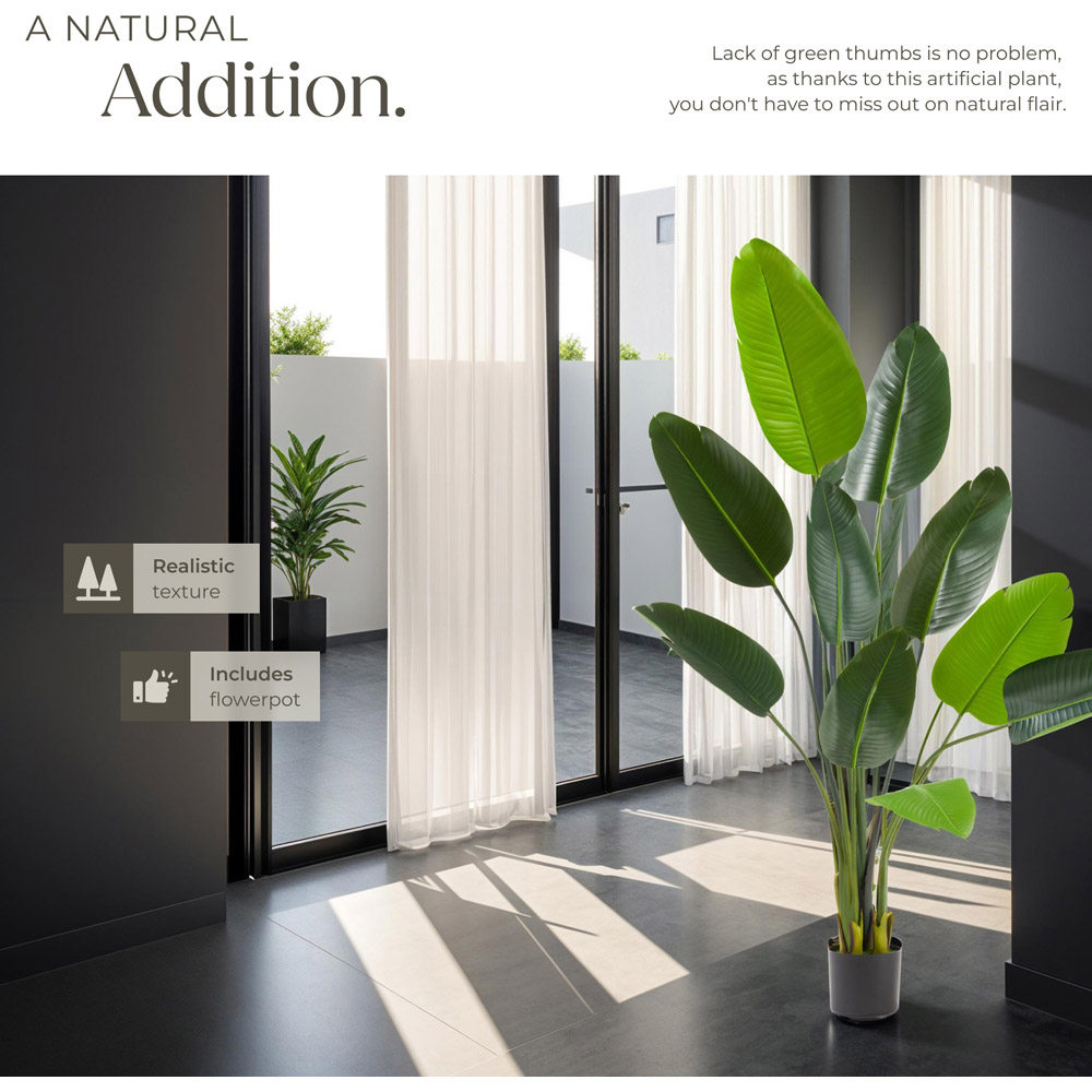 tectake Artificial Bird of Paradise Tree in Pot 160cm Image 5