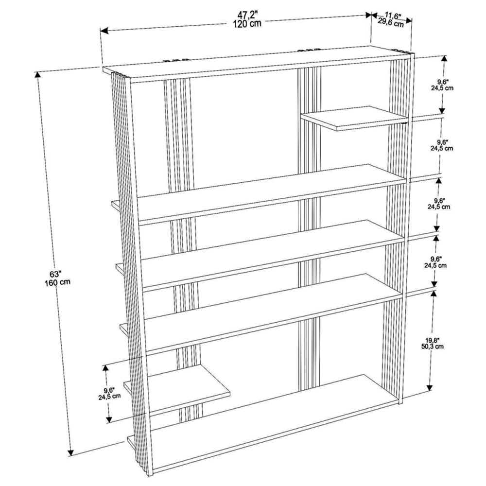 Decorotika Jeni 6 Shelf Green and White Bookcase Image 7