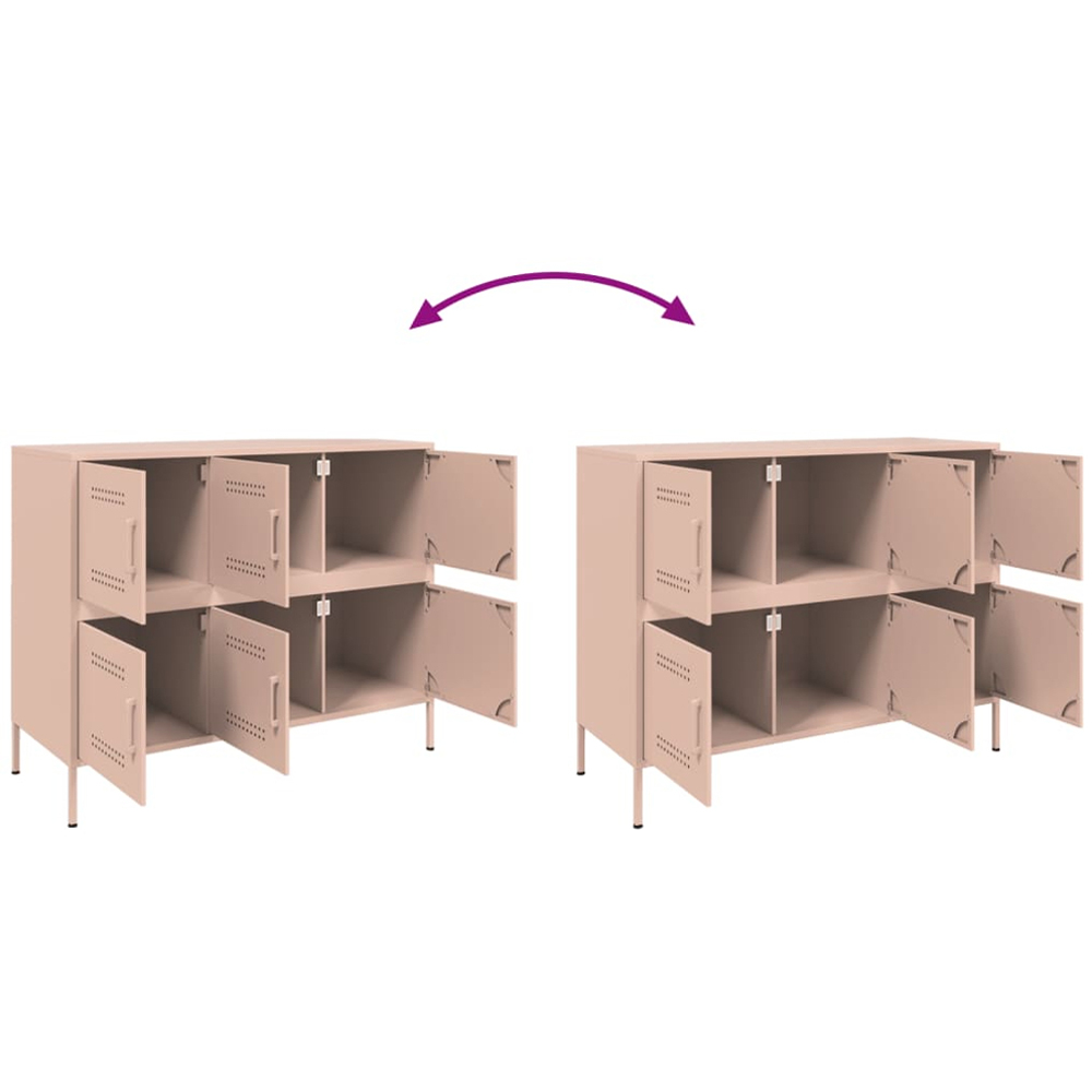 vidaXL 6 Door Pink Steel Sideboard Image 9