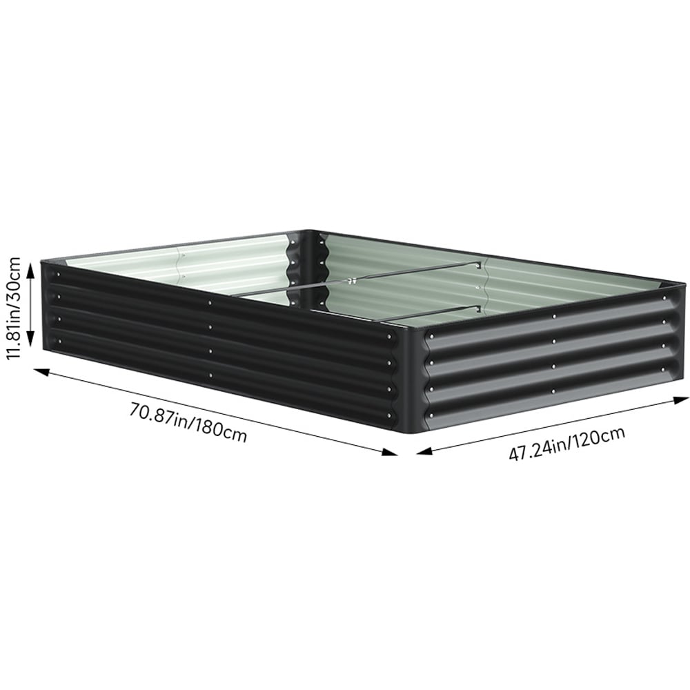Living and Home Black Rectangular Galvanised Steel Raised Garden Bed 180 x 120cm Image 8
