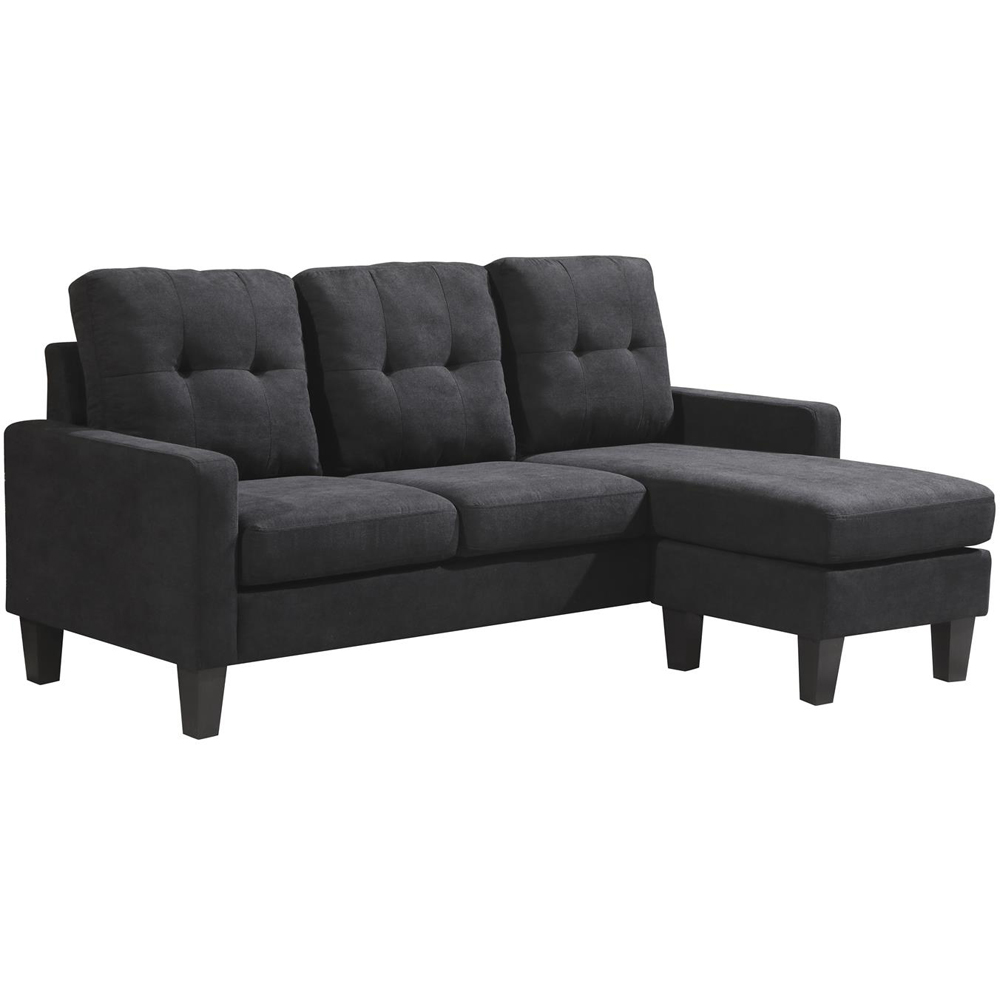 Kosy Koala 3 Seater Black Ottoman L Shape Reversible Corner Sofa Set Image 2