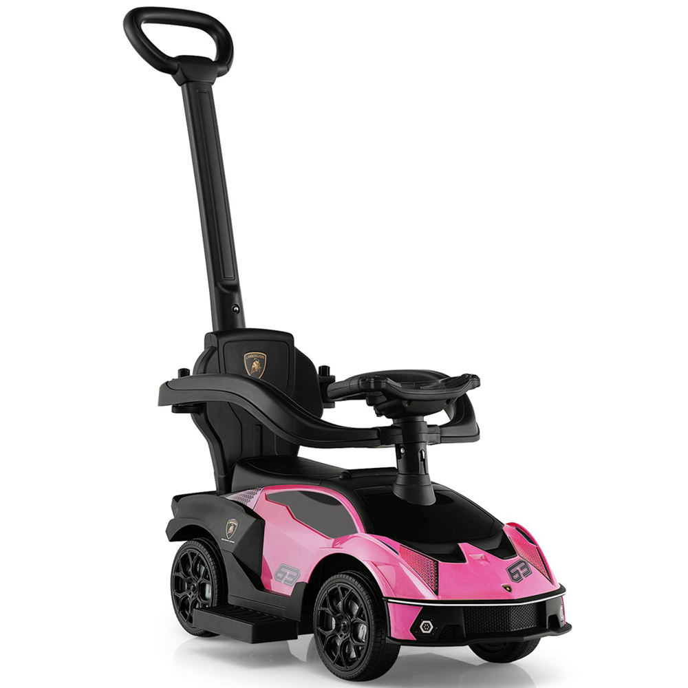 Costway Kids Pink Licensed Lamborghini Ride On Push Car with Removable Guardrails and Handle Image 4