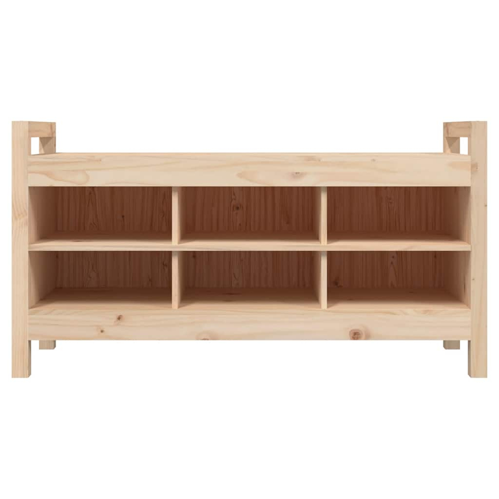 vidaXL 6 Shelf Natural Wooden Hallway Bench Image 3