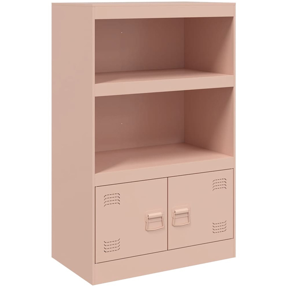 vidaXL 2 Door 2 Shelf Pink Metal Sideboard Image 2