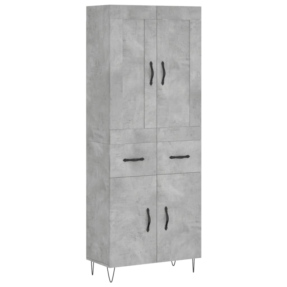 vidaXL 4 Door 2 Drawer Concrete Grey Highboard Image 2