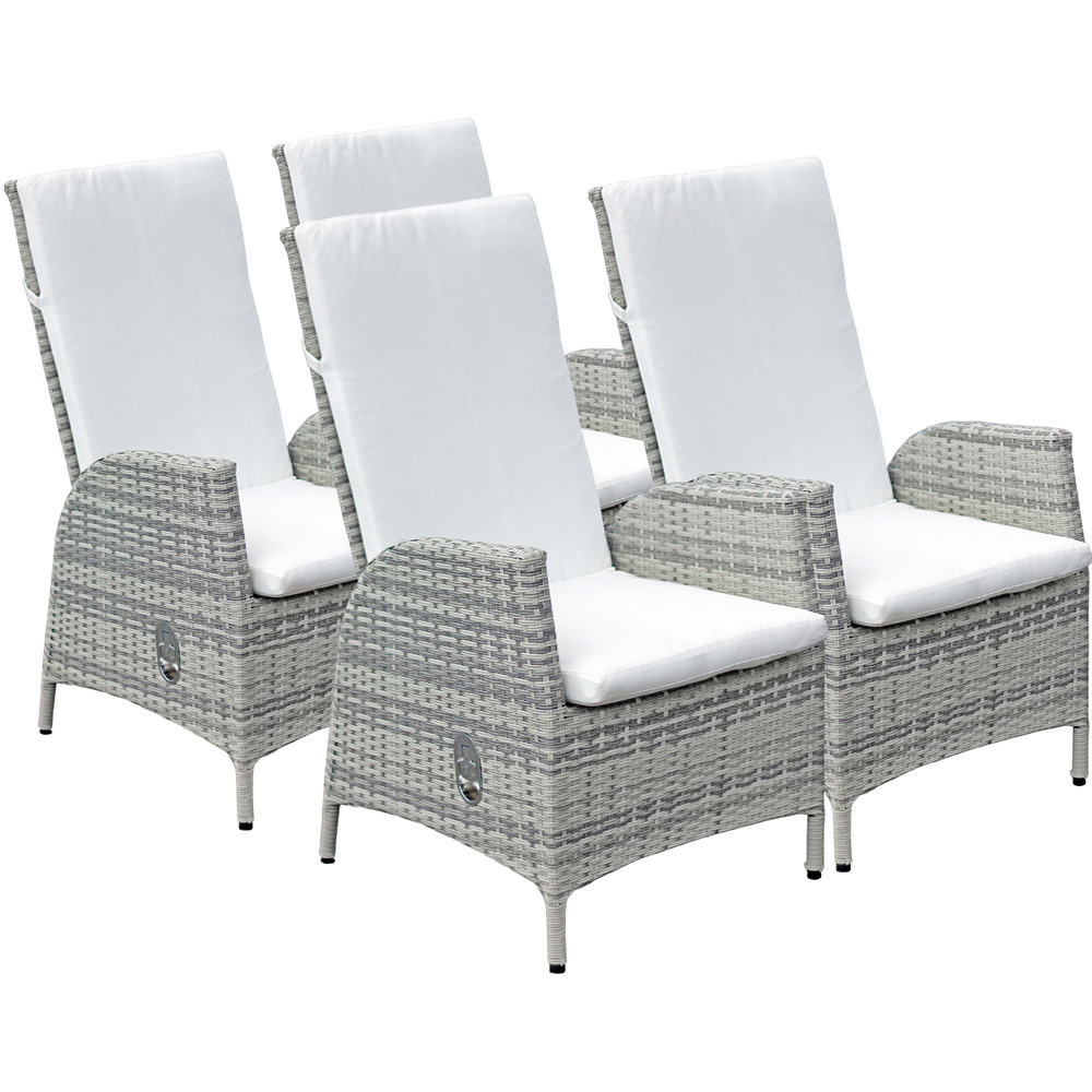Oseasons Lisbon Set of 4 Mixed Grey Rattan Reclining Dining Chairs Image 2