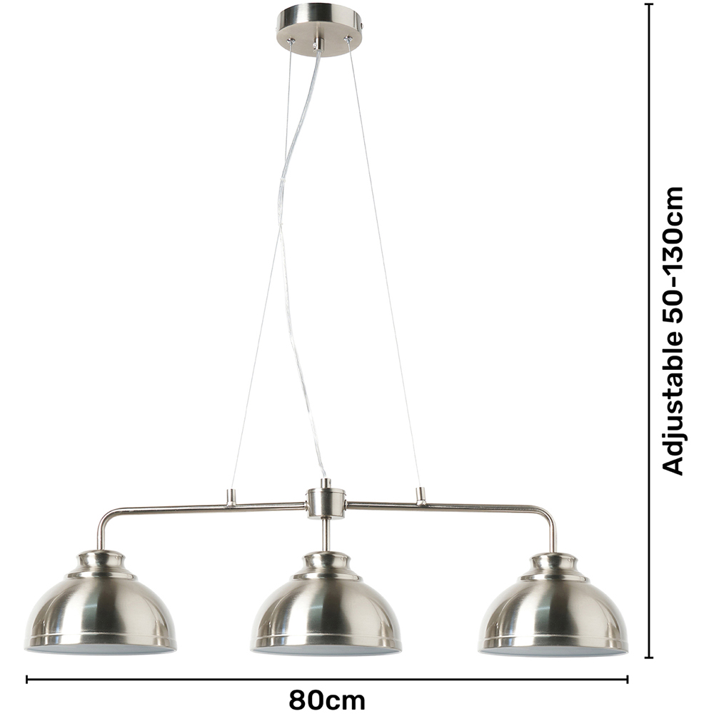 Inlight Brooke 3 Light Dome Diner Chrome Pendant Light Image 6
