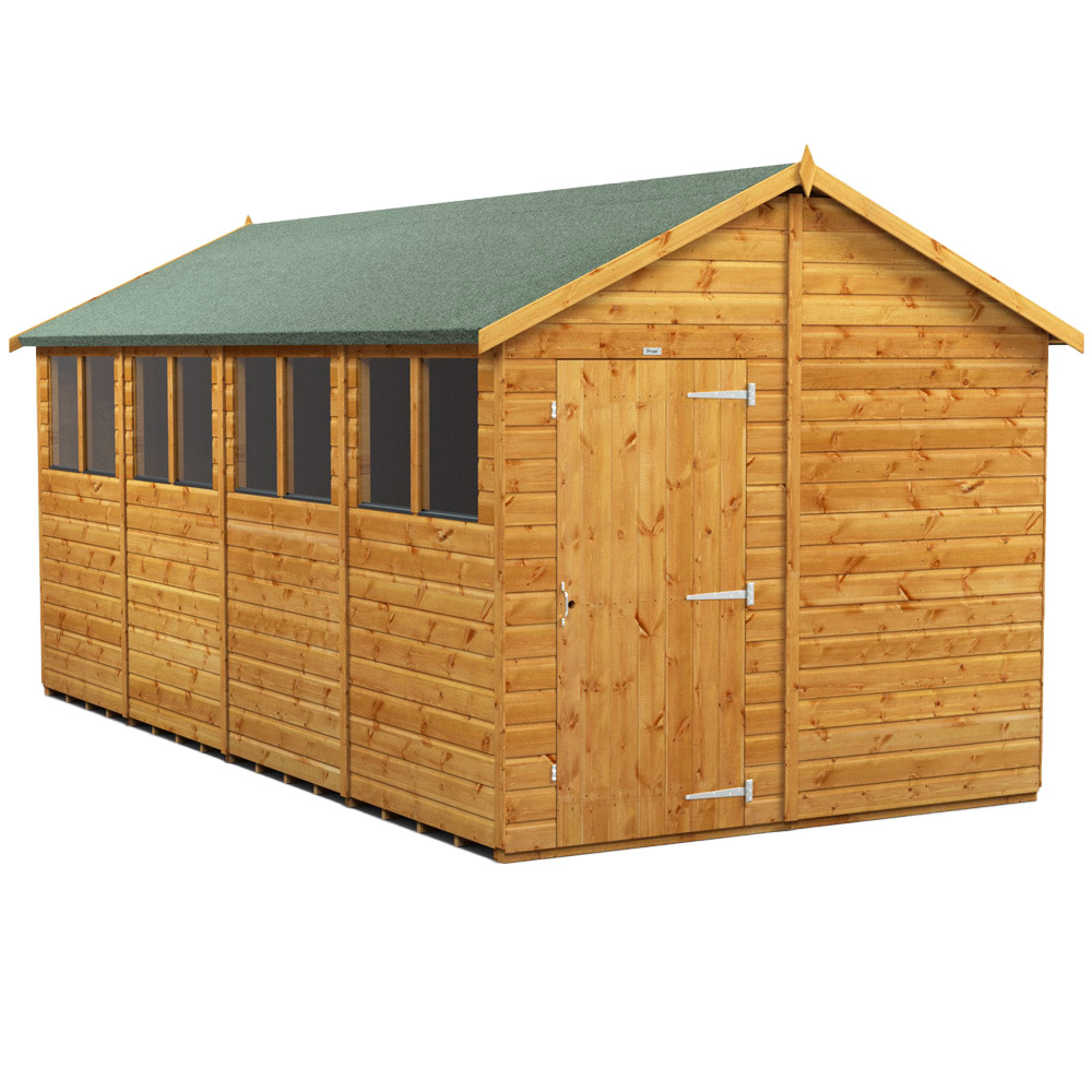 Power Sheds 16 x 8ft Apex Wooden Shed with Window Image 1