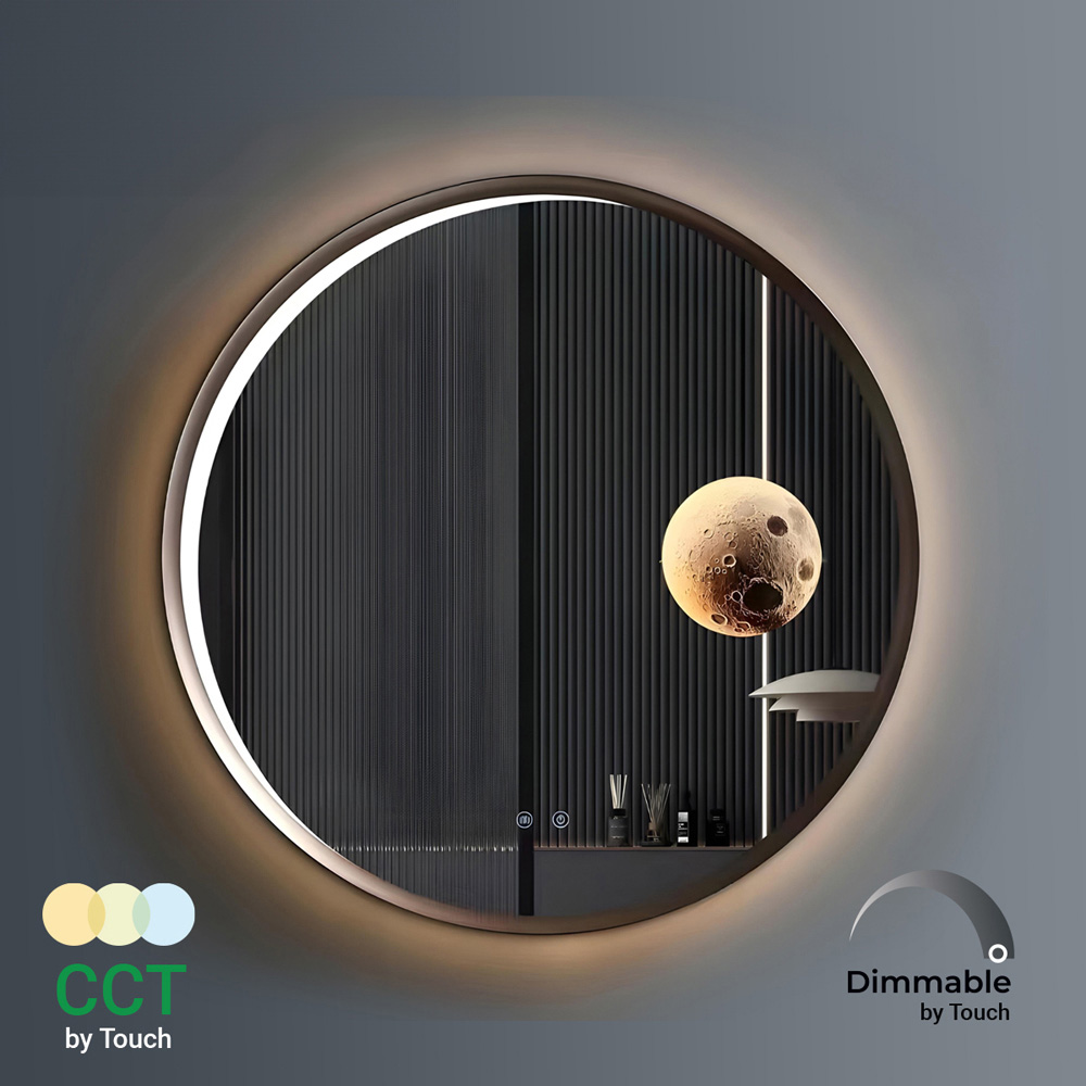 ENER-J Round Aluminium LED Mirror with Dimmable and CCT Adjustable Lighting Image 3