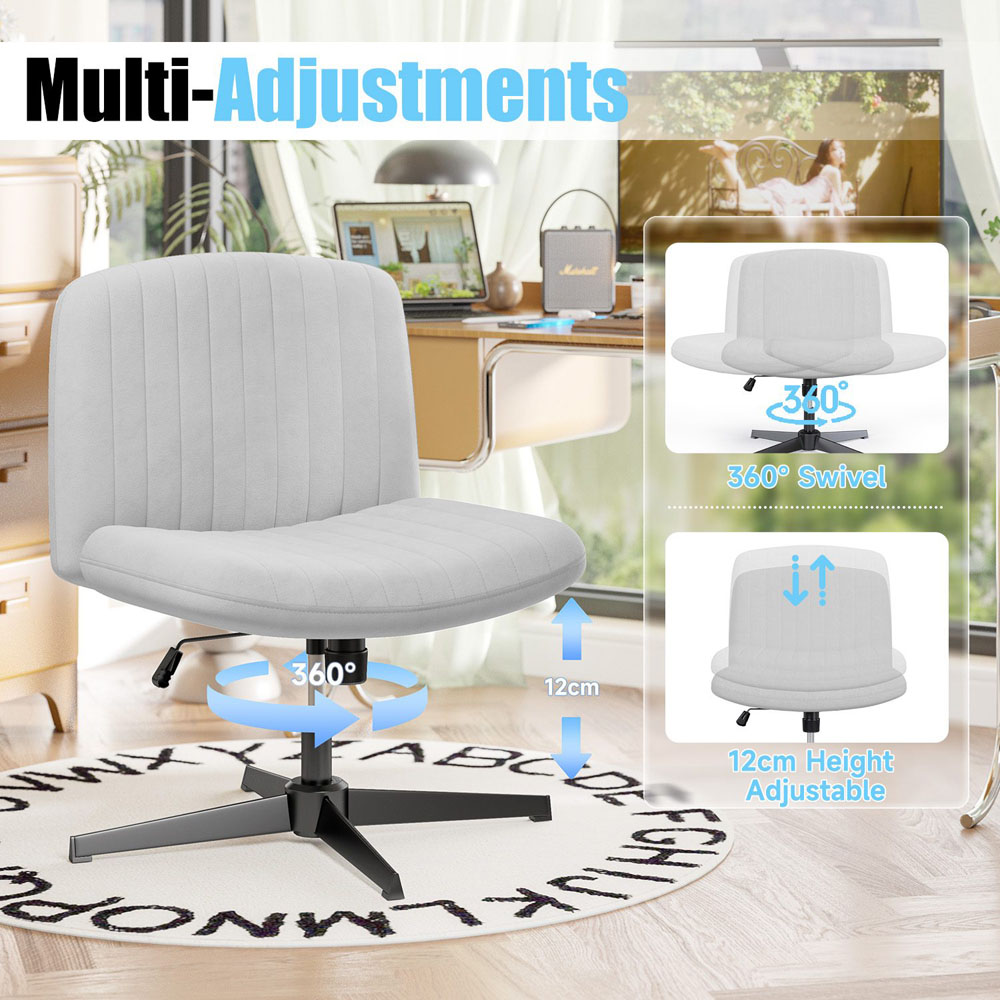 Rattrix Grey Flannel Height Adjustable Ergonomic Cross Legged Office Chair with Mid Back Support Image 4