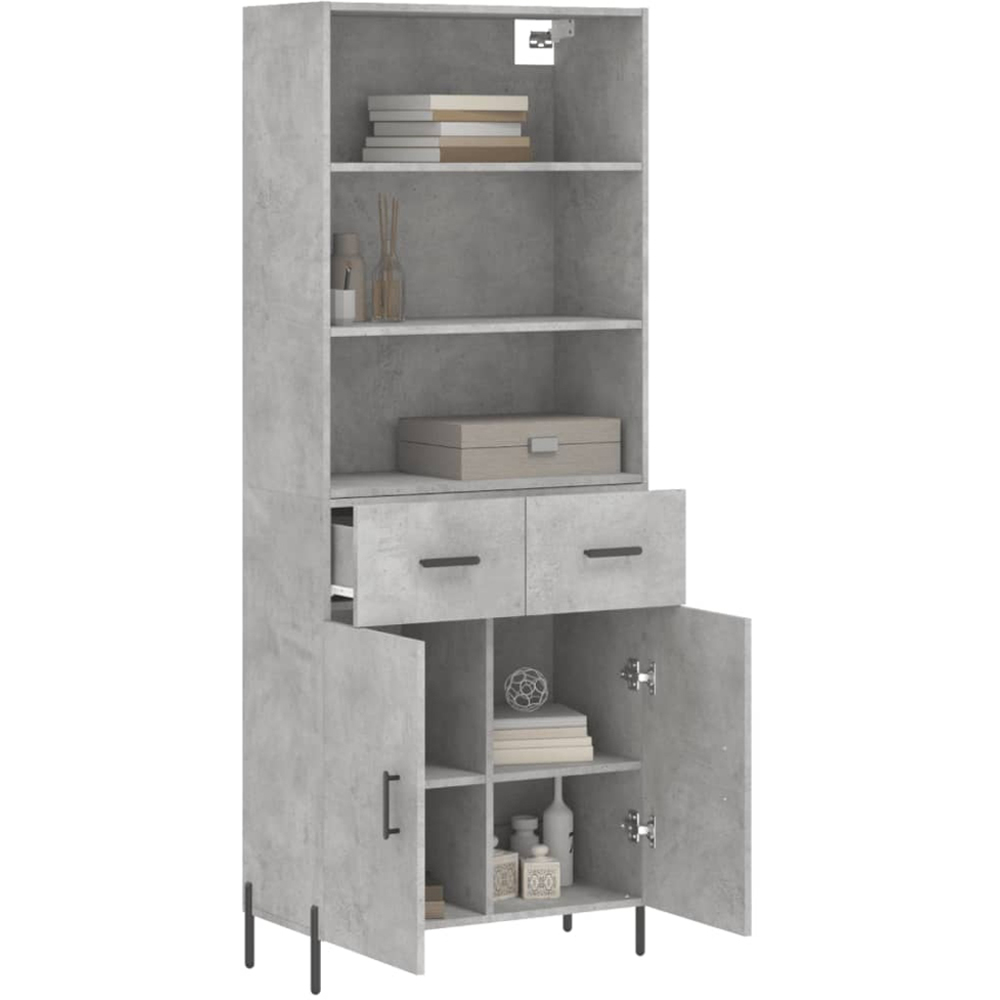 vidaXL 2 Door 2 Drawer 3 Shelf Concrete Grey Highboard Image 3