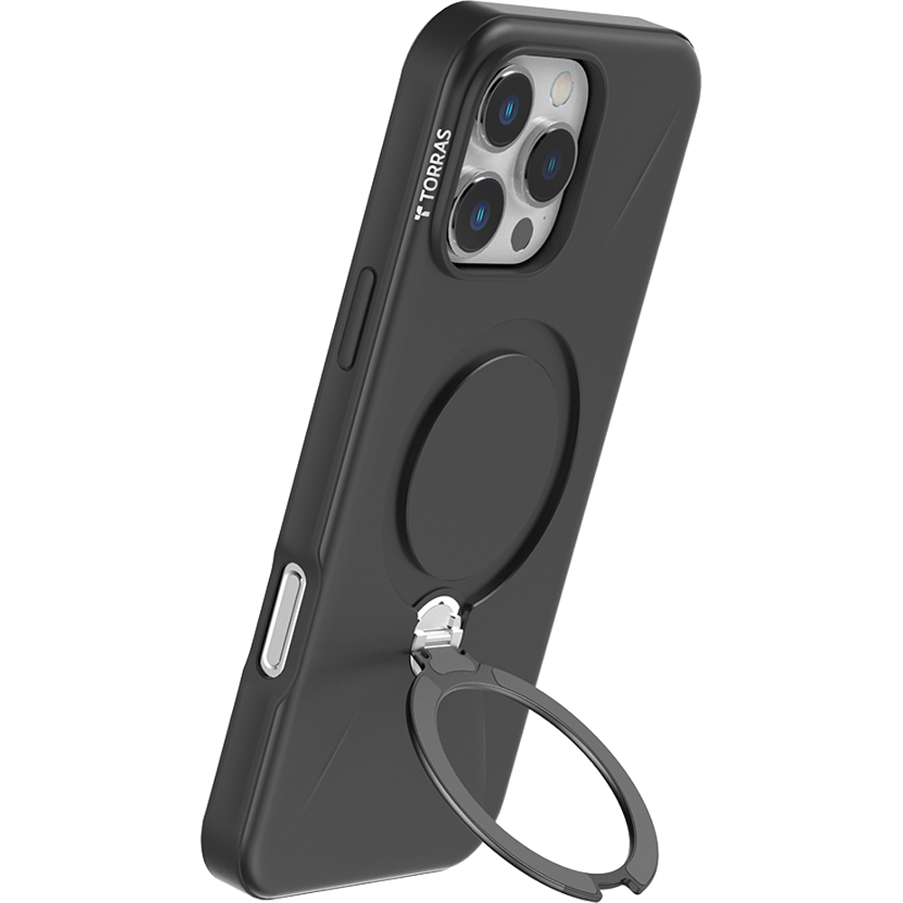 Torras Ostand Spin Black iPhone 16 Pro Fusion Phone Case Image 3