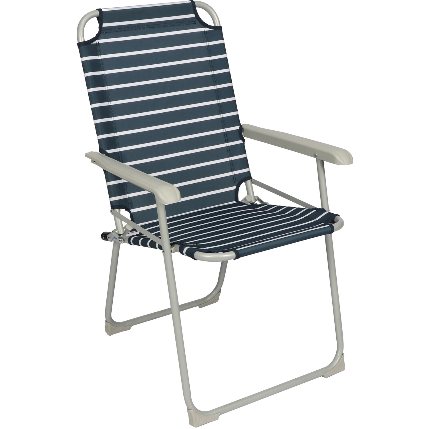 Folding Stripe Camping Chair Navy Image 7