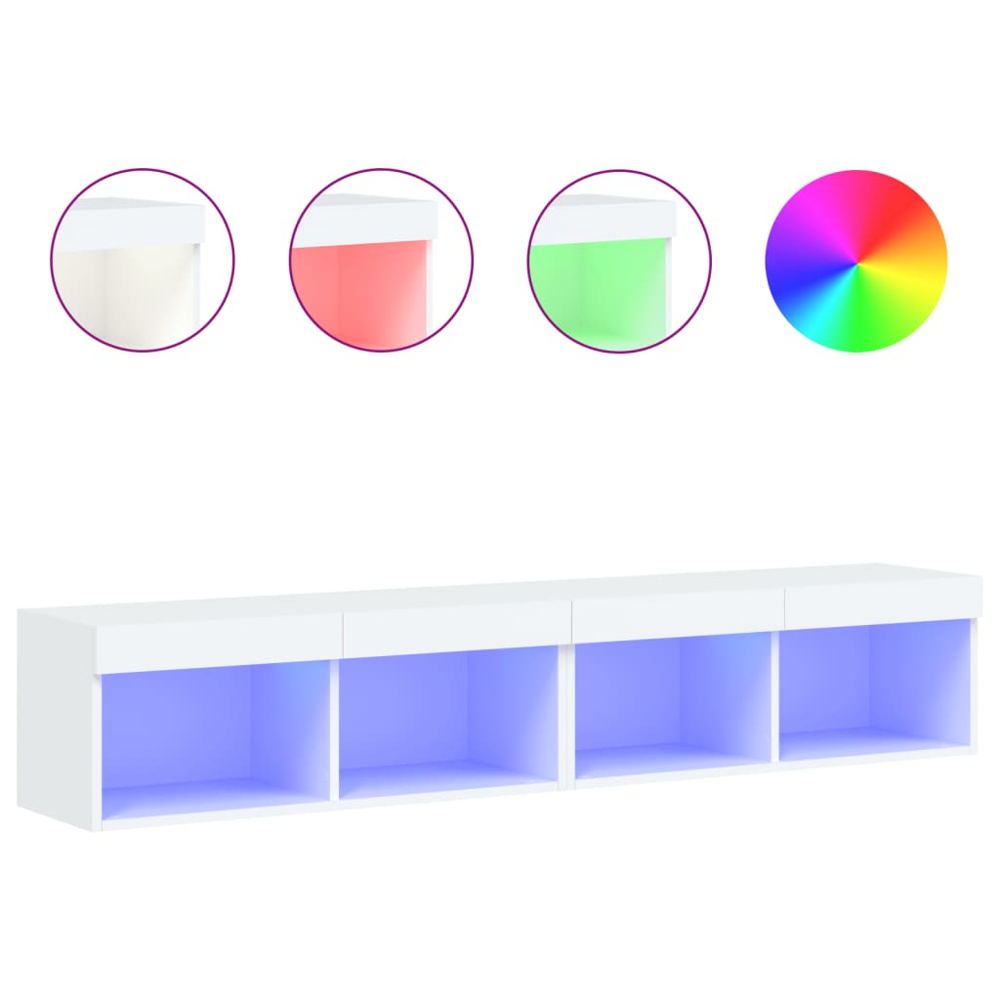 vidaXL 2 Shelf White Wall Mounted LED TV Cabinet Set of 2 Image 2