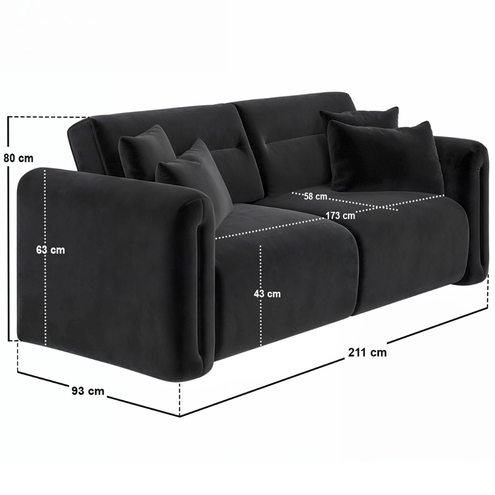Solace+Co Mabel 3 Seater Grey Velvet Sofa Image 8