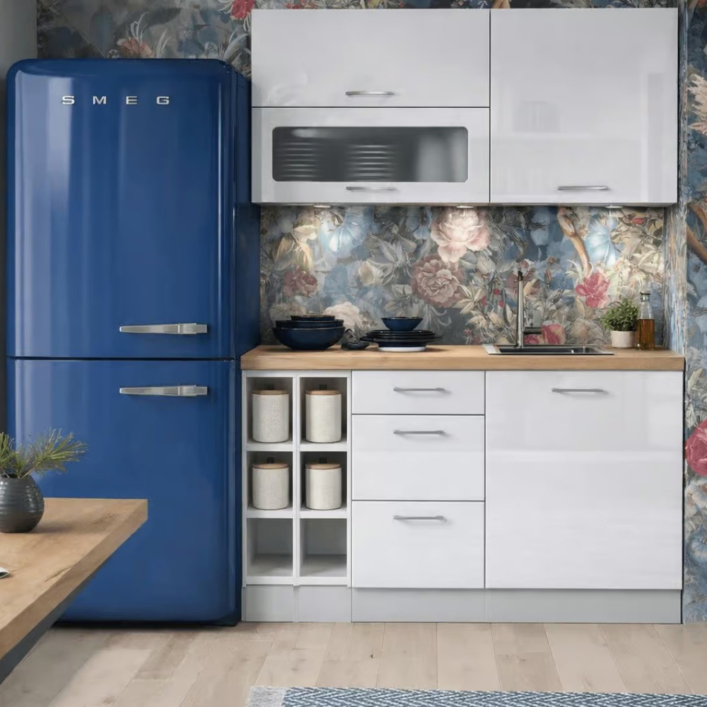 Impact Furniture Ella 3 Drawer White High Gloss Freestanding Slim Kitchen Drawer Base Unit 400mm Image 2