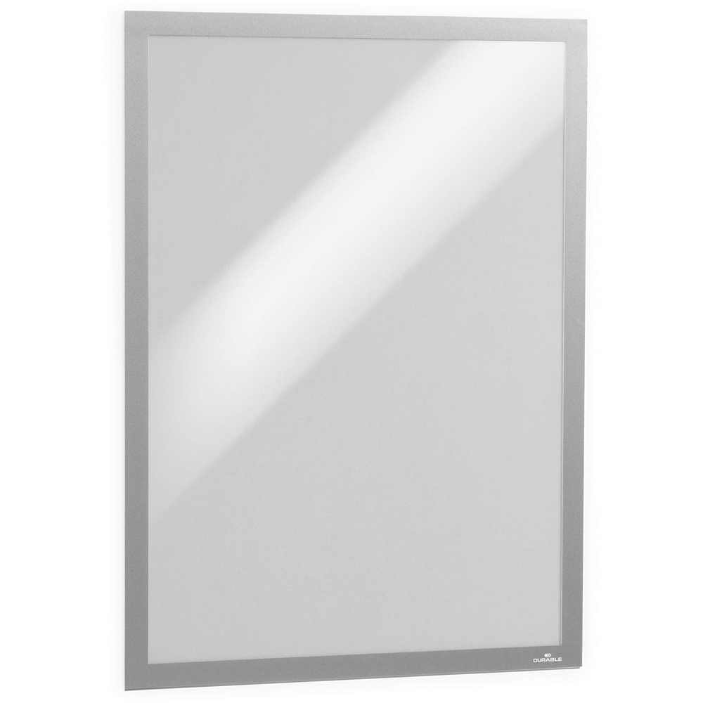 Durable Duraframe Silver Adhesive Magnetic Signage Frame A2 Image 1