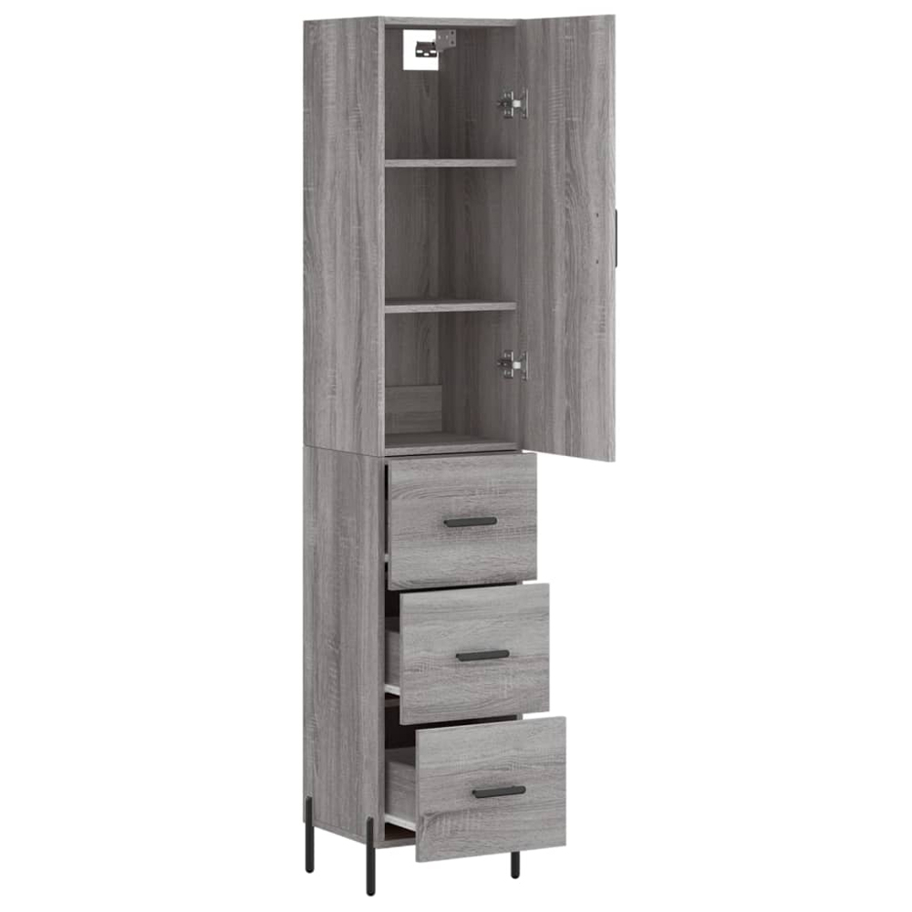 vidaXL Single Door 3 Drawer Grey Sonoma Highboard Image 4