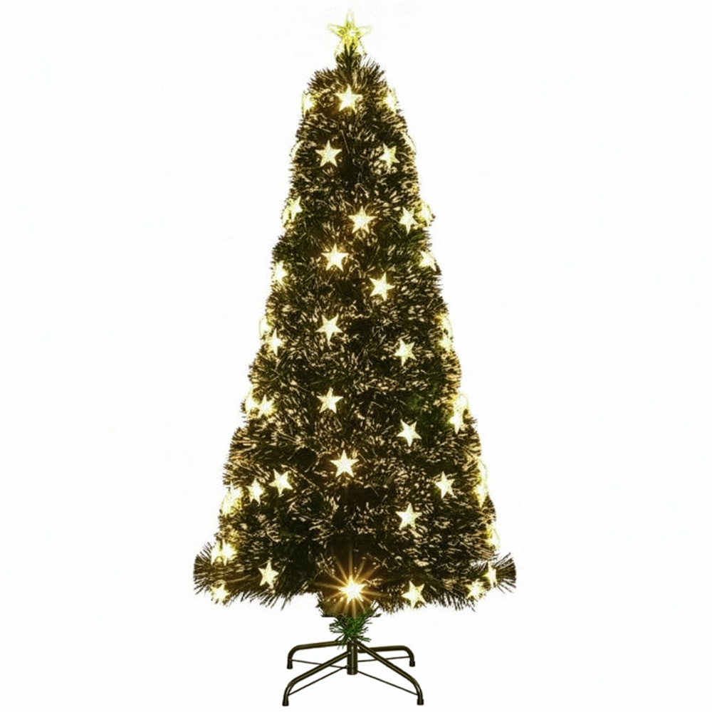 The Christmas Centre 42 Warm White LED Green Fibre Optic Artificial Xmas Tree 2ft Image 1