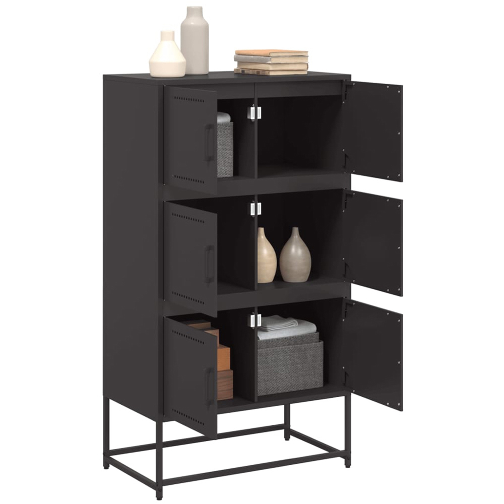 vidaXL 6 Door Black Metal Sideboard Image 5