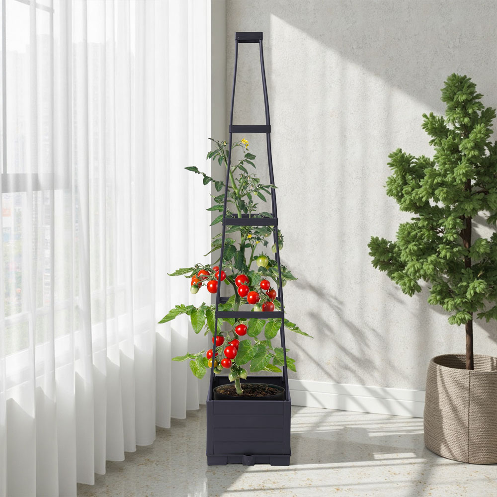 Living and Home Raised Garden Bed Planter Box with Trellis for Climbing Box 140cm Image 7