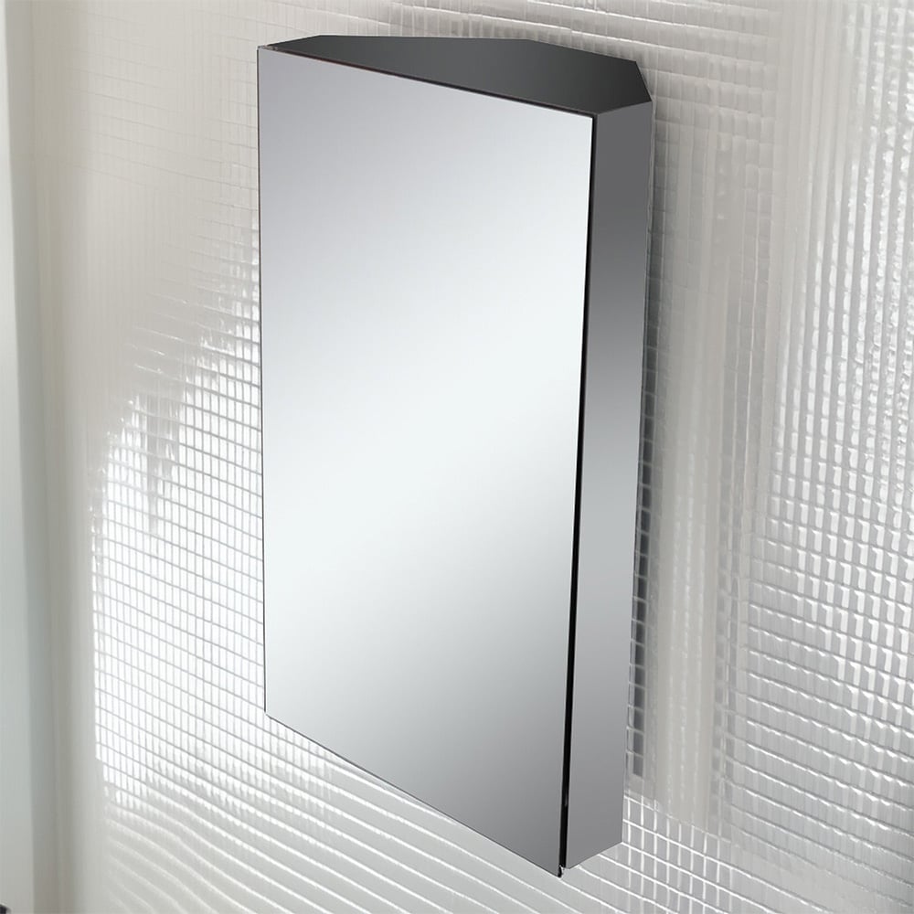New York Corner Mirror Cabinet - Silver Image 1
