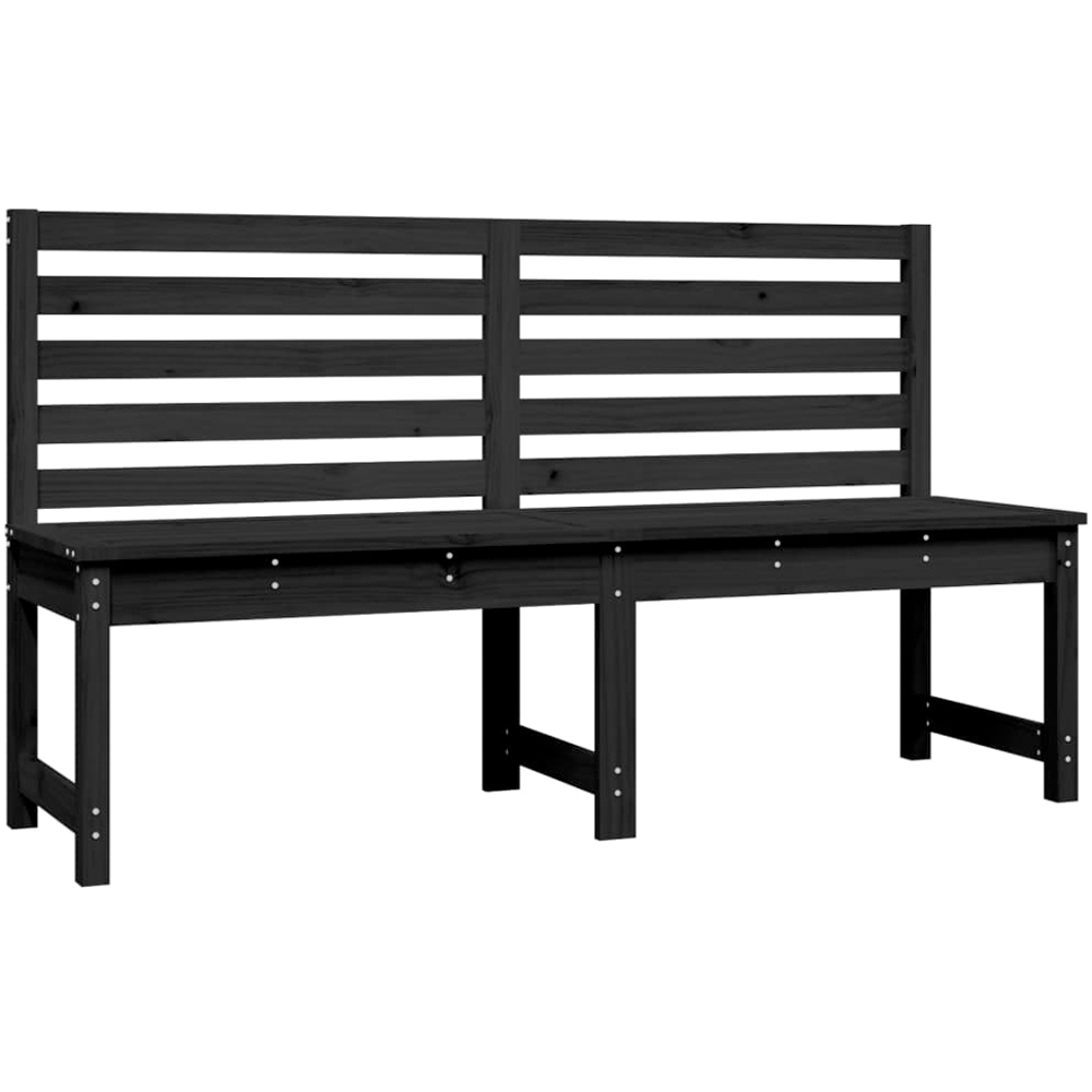 vidaXL Black Solid Pine Wood Slatted Garden Bench 157.5 x 48 x 91.5cm Image 2