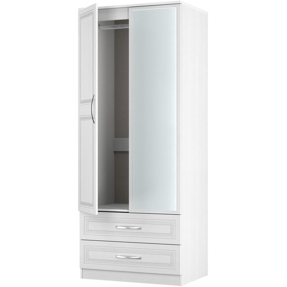 Crowndale Dorset 2 Door 2 Drawer Signature White Mirrored Wardrobe Ready Assembled Image 6