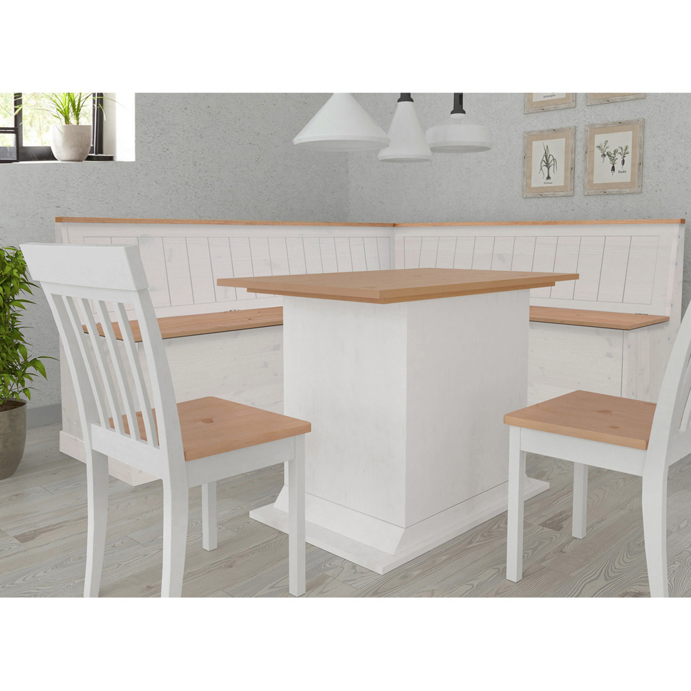 Loft24 Sara 4 Seater White Solid Pine Wood L-Shaped Corner Kitchen Bench Image 5