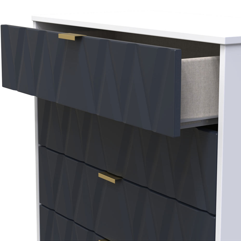 Crowndale Diamond 4 Drawer Indigo Matt and White Chest of Drawers Ready Assembled Image 5